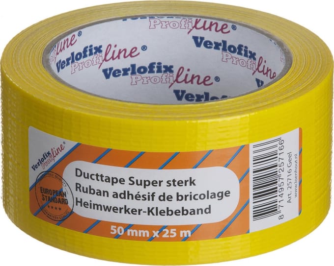 Verlofix Duct Tape Geel – Extra Sterk – 50mm x 25m – Waterbestendig
