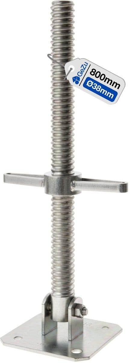 GeZu Impex Steiger spindel Ø 38 x 800 mm | SW Gegalvaniseerd zwenkbaar verstelbare voetspindel steigerspindel