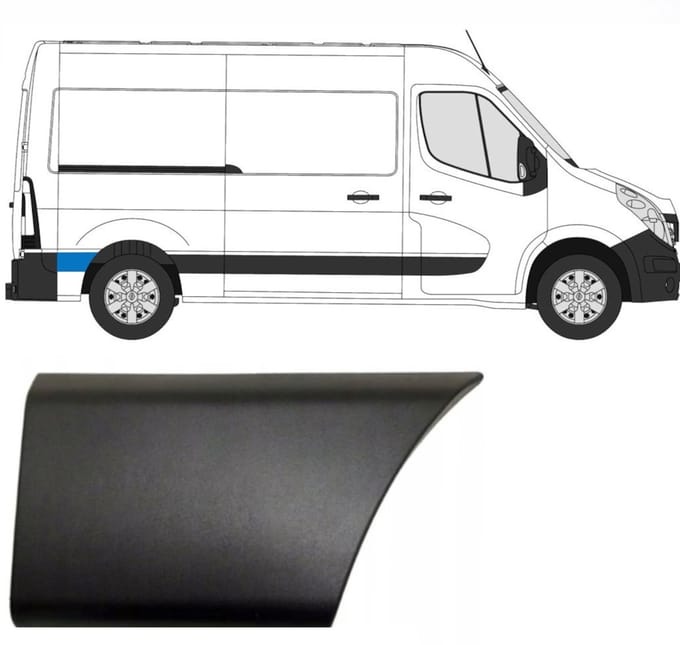 Zijlijst sierlijst achterspatbord voor Renault Master 2010- / Rechts