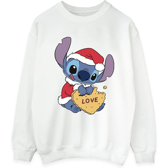 Disney Dames/Dames Lilo And Stitch Kerstmis Love Biscuit Sweatshirt (Wit)