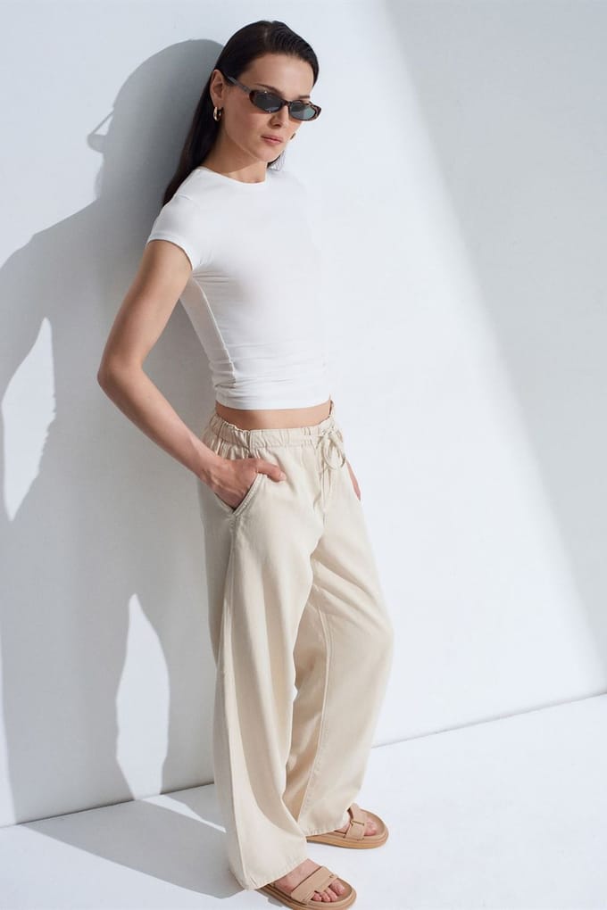 Mid-waist wijde denim jeans