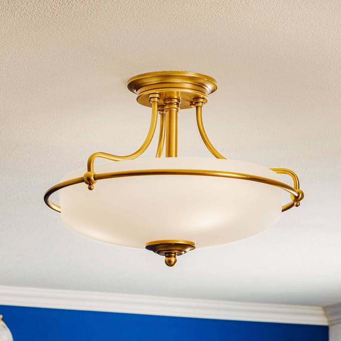 Quoizel LED Plafondlamp Griffin | 3X E27 Max 60W | Dimbaar | Weathered Brass
