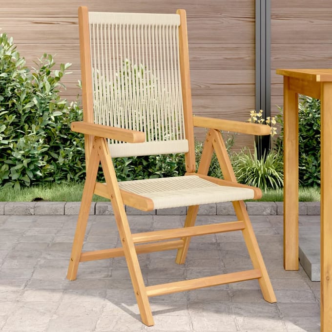 vidaXL - Inklapbare - stoelen - 2 - st - massief - acaciahout - en - polypropeen - beige