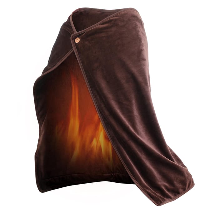 Couverture chauffante, châle chauffant, couverture lavable et portable pour le camping, le bureau et la maison marron