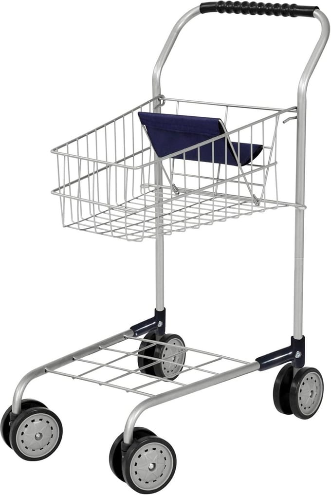Speelgoed winkelwagen - Boodschappenkarretje - Winkeltje spelen - Met poppenzitje - 41 x 30 x 60 cm - Metaal