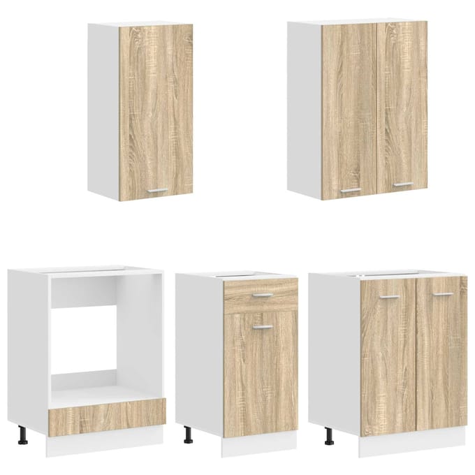 vidaXL - Keukenblok - LYON - 5 - st - Sonoma - Eiken - Bewerkt - hout