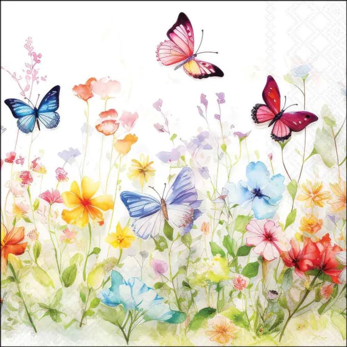 Ambiente - Servetten - 33 x 33 cm - Butterflies in Field