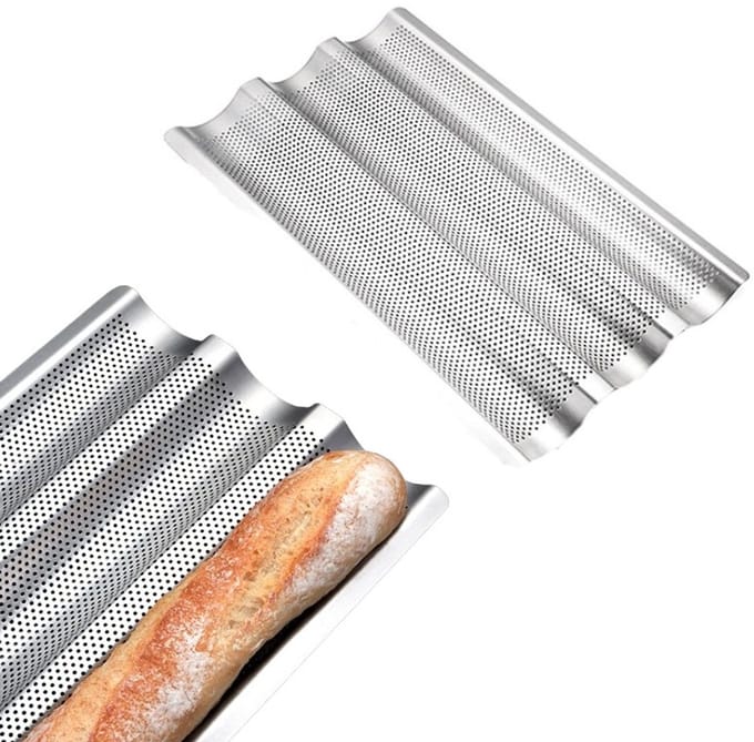 Bakplaat voor stokbrood, in roestvrij staal