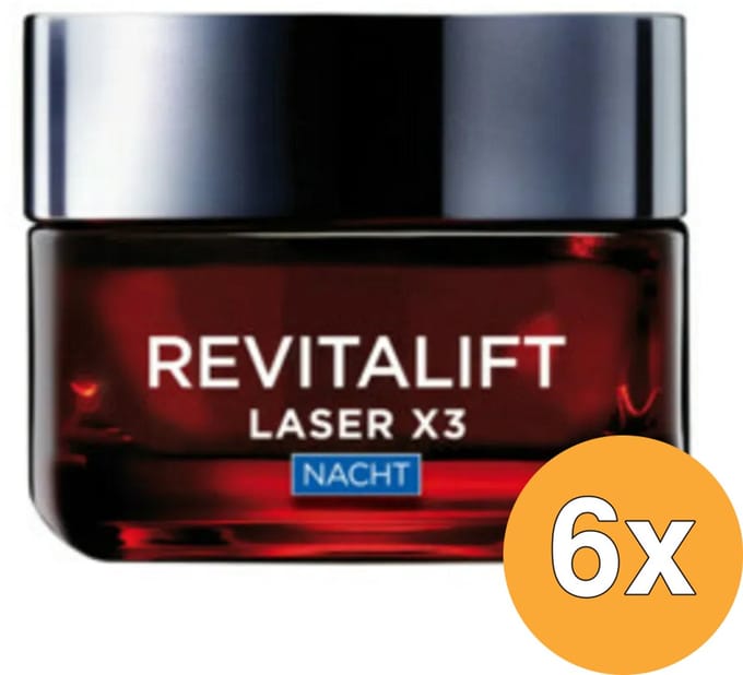 6x L'Oréal Paris Revitalift Laser X3 Anti-Rimpel Nachtcreme (50 ml)