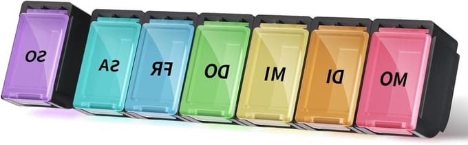 Tabletten Organizer voor 7 Dagen - Regenboog Pillendoos, Medicijn Box, Gezondheidsbeheer