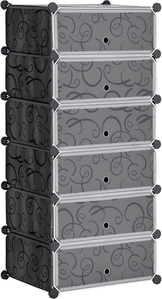 HOMCOM DIY Schoenenkast - Modulaire Kubuskast - Stapelbaar Schoenenrek - Zwart Wit