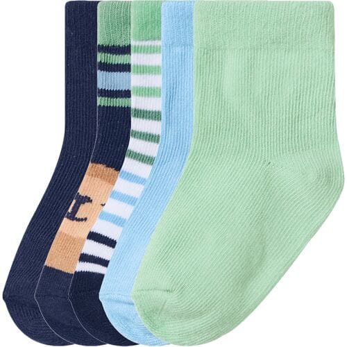 LUPILU 5 Paar baby sokken (Donkerblauw/groen, 11/14)