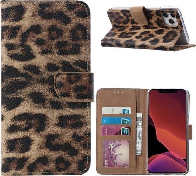 Bookcase Geschikt voor: iPhone 11 Pro Max - Luipaardprint - portemonee hoesje