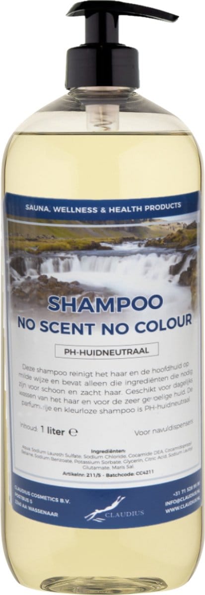 Shampoo No Scent No Colour - 1 liter (transparant) met pomp - Haarverzorging