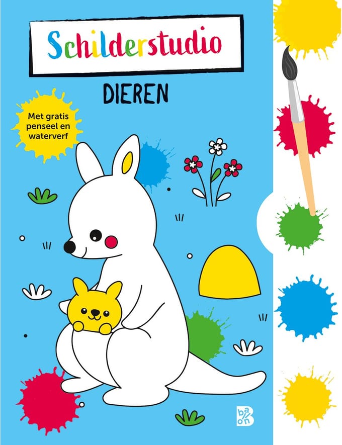 Coloring Book with Paint Palette and Brush Animals