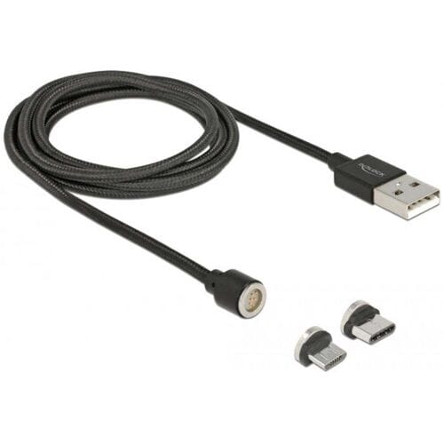 Delock 85723 USB-kabel USB 2.0 USB-A stekker, USB-C stekker, USB-micro-B stekker 1.10 m Zwart