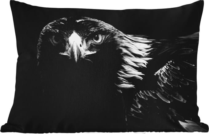 Buitenkussens - Buizerd - Vogel - Dieren - Zwart - Wit - 60x40 cm - Weerbestendig