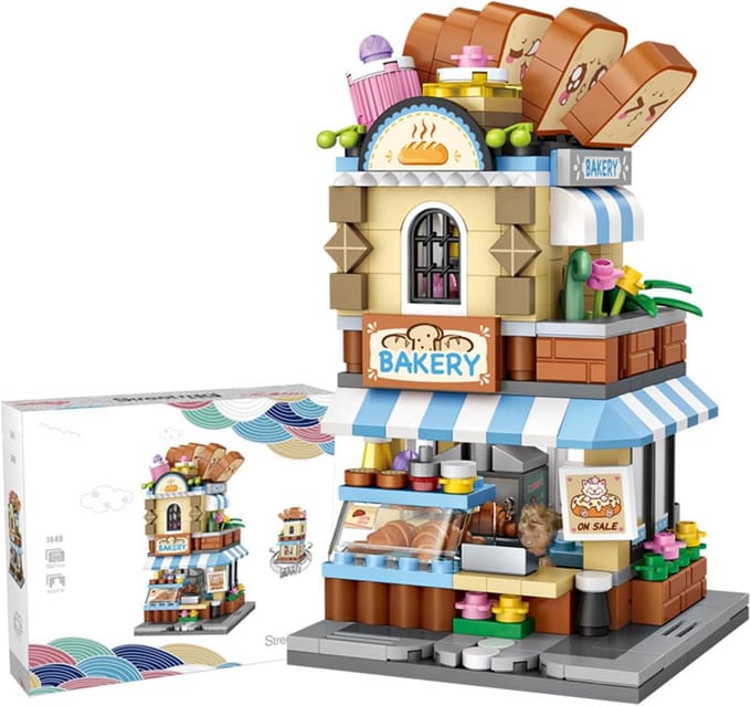 Mini Bouwstenen Set Straatbeeld Bakkerij Model Collectie