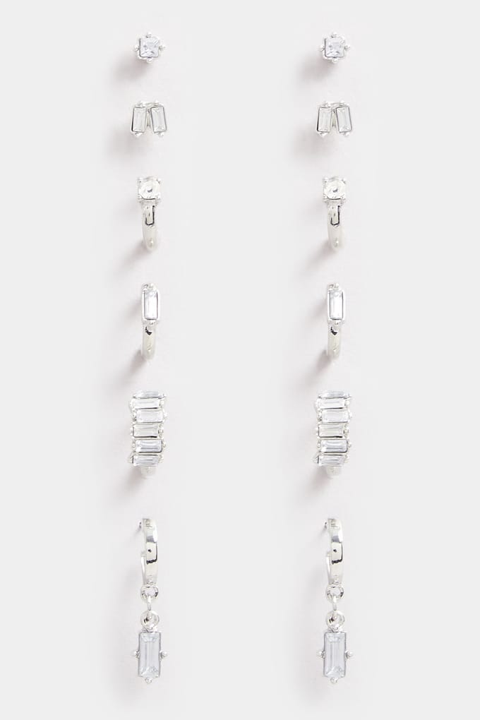 Yours 6Pack Zilverkleurige Oorbellen Met Gemengde Studs En Ringensize One Size