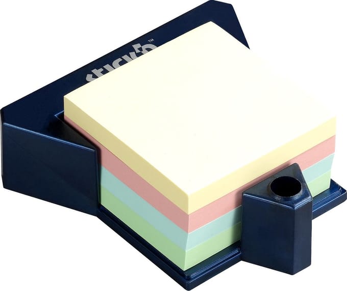 Stick'n Bureauhouder Memokubus - 76x76mm - Pastel - 4 kleuren - 400 Memoblaadjes
