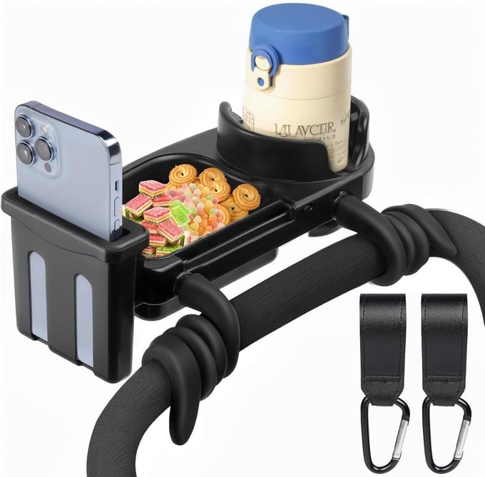 Universele Kinderwagen Snackhouder met Bekerhouder en Telefoonhouder