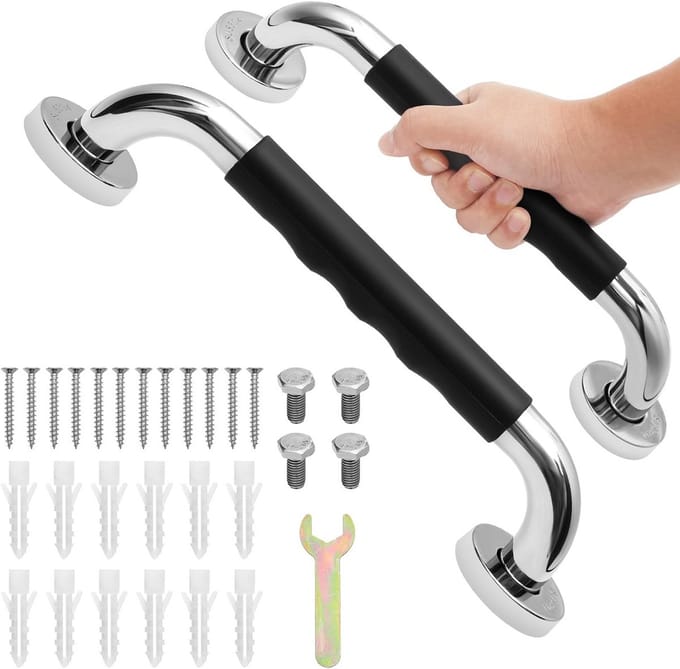 Set van 2 Antislip RVS Douchehandgrepen 30 cm - Veiligheidsgrepen voor Badkamer en Toilet