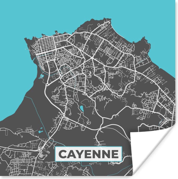 Poster Cayenne - Frankrijk - Stadskaart - Kaart - Plattegrond - 75x75 cm