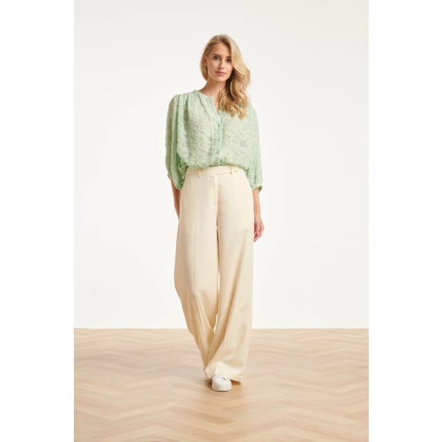 Smashed Lemon Structuur blouse met knoopsluiting en 3/4 mouwen |