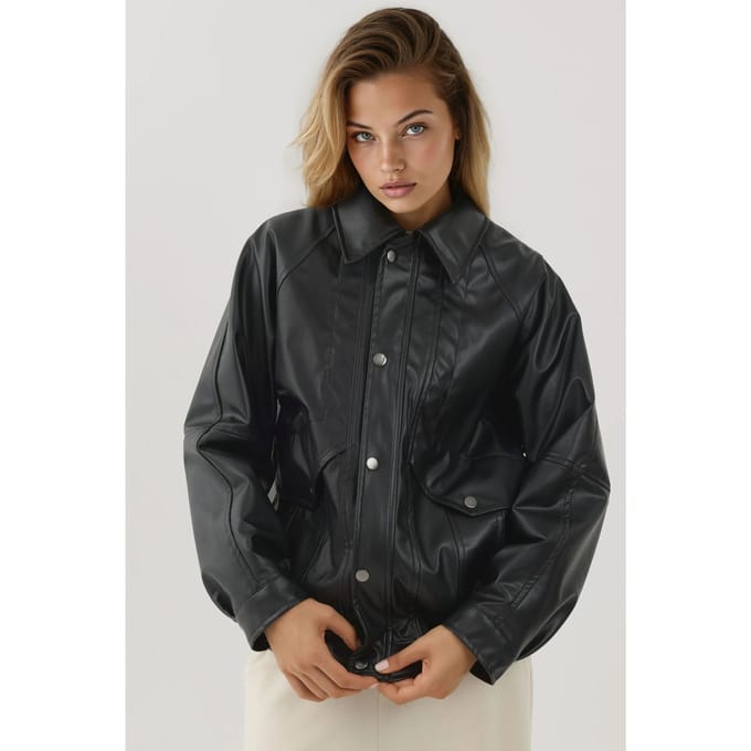 Oversized neplederen jas met zakken