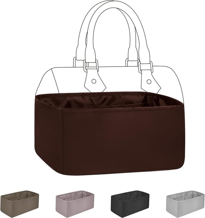 Handtas Organizer Insert voor LV Speedy 25/30/35, Luxe Handtas Organizer, Zijden Organizer voor Optimale Indeling (Bruin, 35)