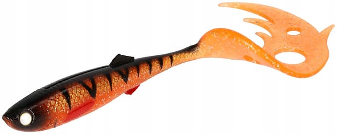 Mikado Sicario Pike Tail 24cm 67g Oranje Baars - Rubberen kunstaas