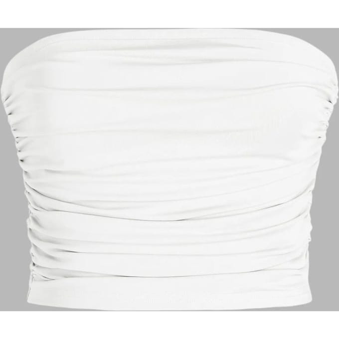 Strapless Ruffle Drape Crop Top
