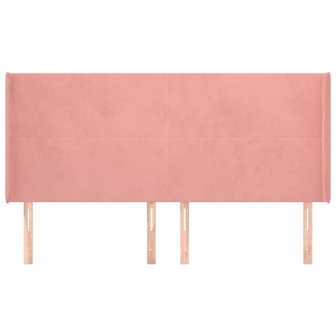 vidaXL - Hoofdbord - met - randen - 203x16x118/128 - cm - fluweel - roze