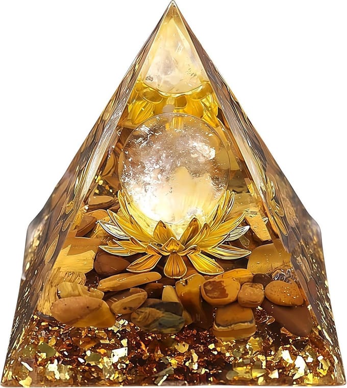 Orgone Piramide - Energie Kristal - Meditatie Hulpmiddel - Handgemaakt Uniek - 6 cm - Multicolor