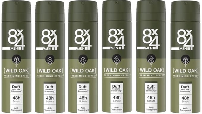 8x4 Deodorant Spray No 8 Wild Oak 150 ml - Voordeelverpakking 6 stuks