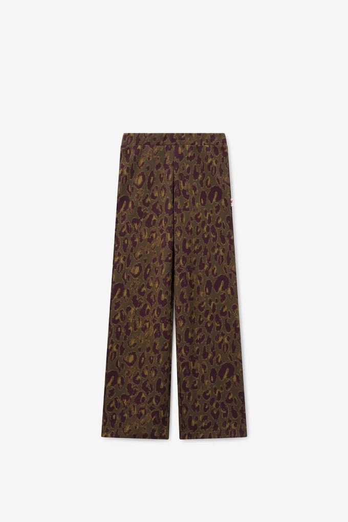 Sissy-Boy - Donkergroene straight legging met leopard print