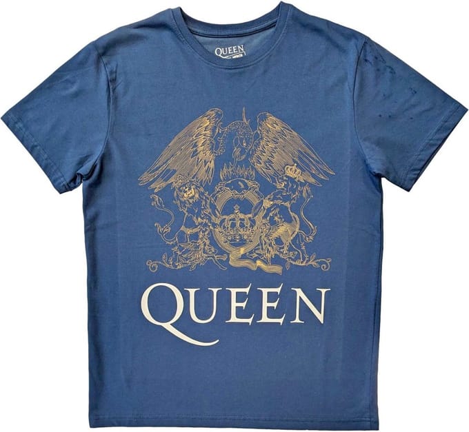 Queen - Crest Heren T-shirt - XL - Blauw