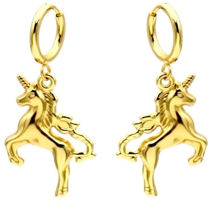 Bijoutheek Oorhangers Unicorn Goudkleurig