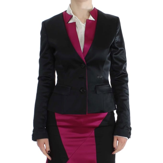 Exte Vrouwen Zwart Roze Stretch Blazer Jasje