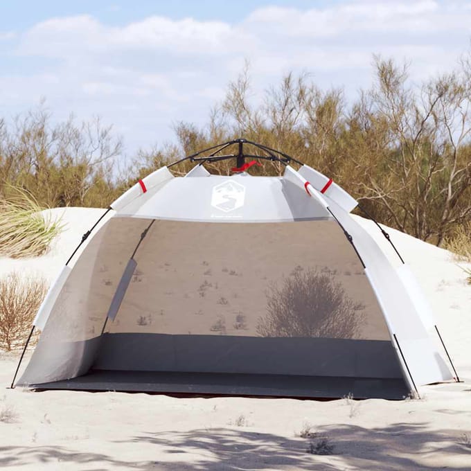 vidaXL - strandtent - 2-persoons - waterdicht - snelontgrendeling - grijs