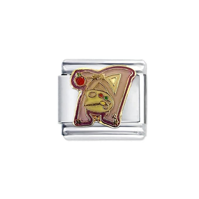 Schakel Bedel - Letter A - Fun Colours - 9mm Schakel voor Italiaanse Bedelarmband