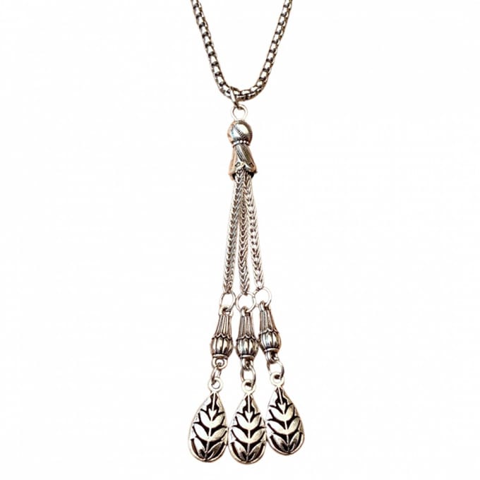 Ketting zilverkleurig druppel met blad - Charme Bijoux