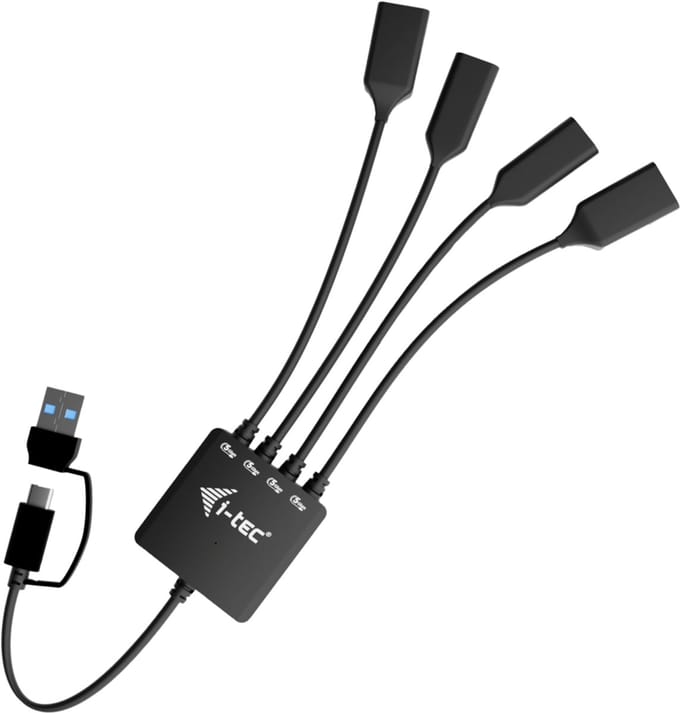 I-Tec - hub - USB-C/USB-A cable - 4 ports USB hub - 4 - Zwart