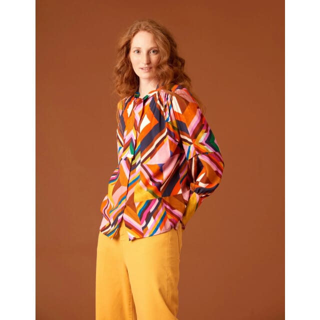 Oilily Bravoure Blouse - Lange Mouwen - Blouses - Striksluiting - Dames - Regular Fit - Oranje - 36