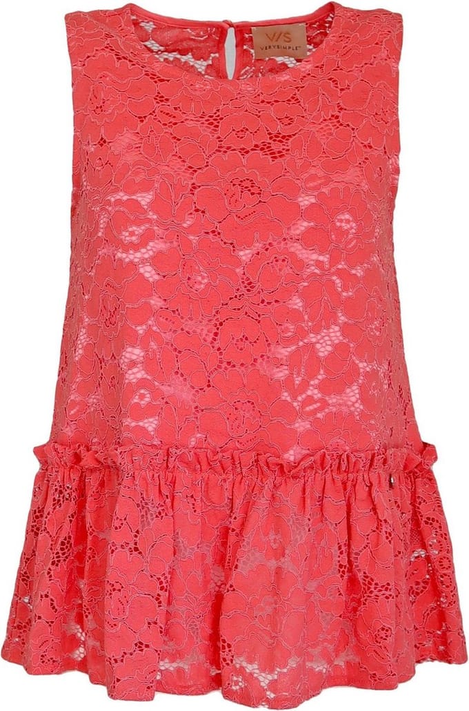 Verysimple • koraal rode kanten top • maat S (IT42)