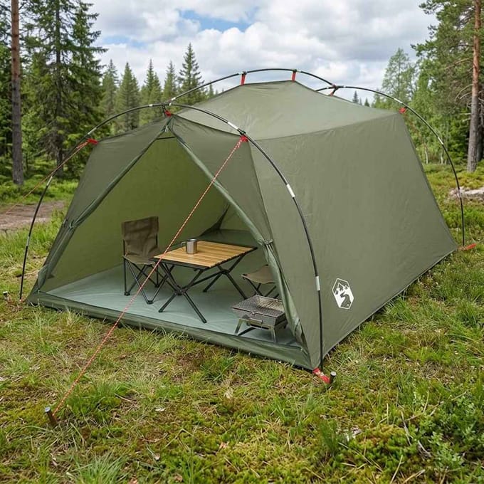 vidaXL - Tunneltent - 2-persoons - Olijfgroen - 185T - Polyester - met - PU - Coating