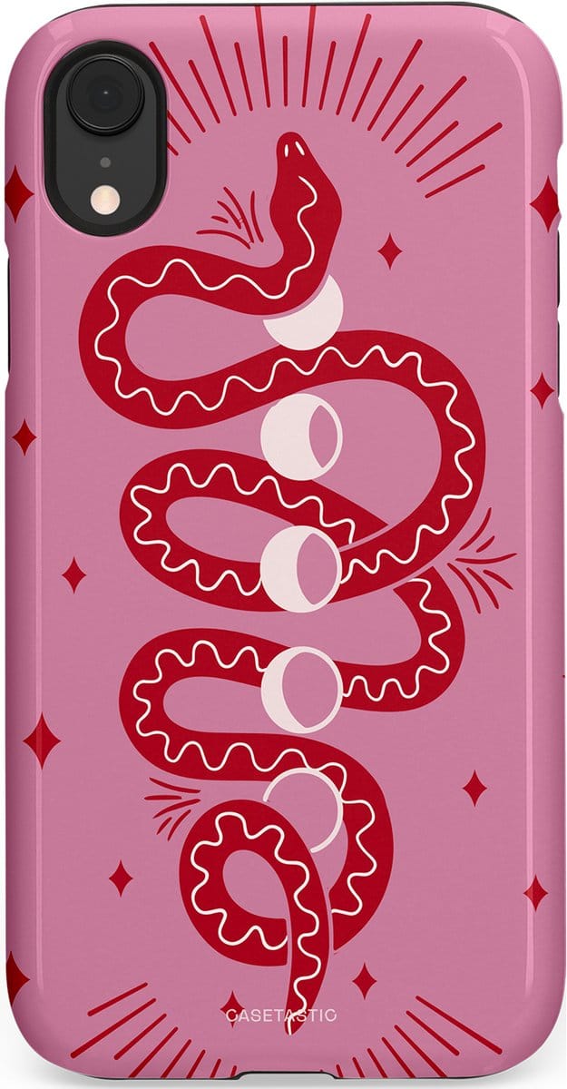 Casetastic hoesje geschikt voor Apple iPhone XR - Dubbellaagse bescherming - Eclipseslang - Fashion Case - Lila Koraal
