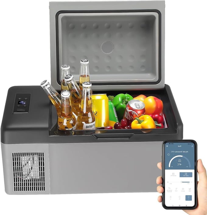 Compressorkoelbox - Draagbare vriezer - Kamperen en reizen - App-bediening - 20 Liter - Grijs