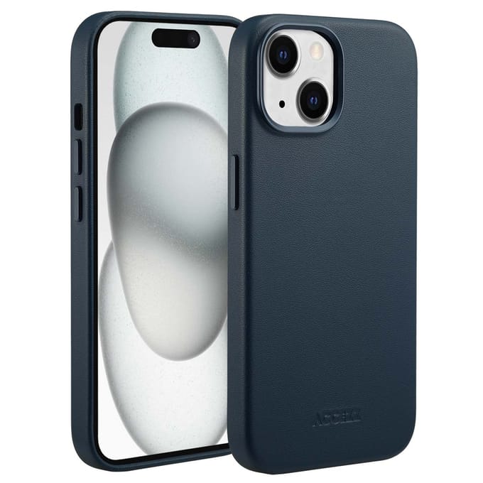 Accezz Hoesje - Geschikt voor iPhone 15 - geschikt voor MagSafe Leather Backcover - Nightfall Blue