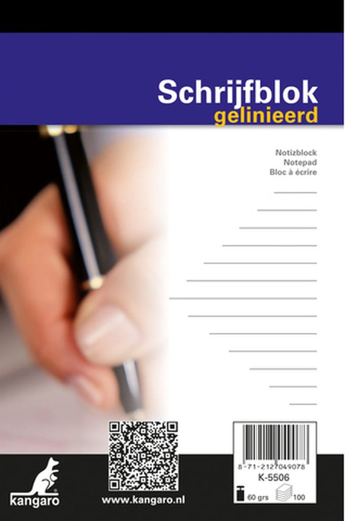 Schrijfblok A6 lijn 100 blad pak a 10 st
